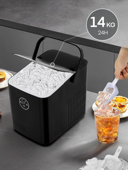 FOHERE Eiswürfelmaschine ICM1262A, 14 kg/24 h, Bullet Ice, Schwarz