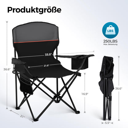 HIGH POINT SPORTS Campingstuhl 2er Set mit Getränkehalter & Kühlfach