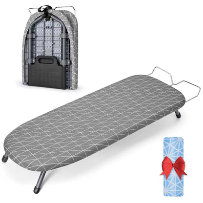 Johgee Bügelbrett klappbar, Dampfbügeltisch 81.5 x 31 cm – mit Baumwollbezug und Dampfgerätehalterung