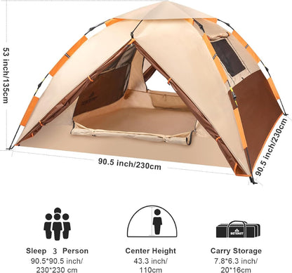 BETENST Pop Up Campingzelt - 3-Personen Familienzelt Wasserdicht Winddicht