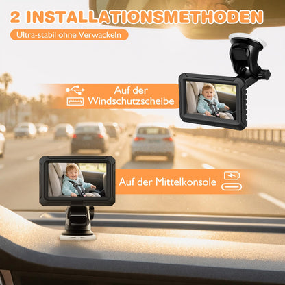 Zacro Baby Kamera Auto 1080P, Rücksitzspiegel mit Nachtsicht, USB-C