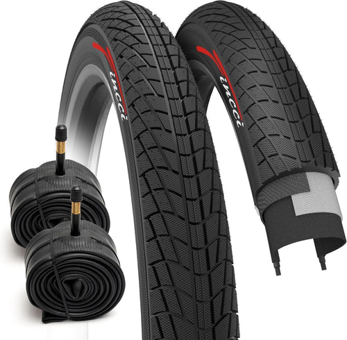 Fincci Fahrradreifen Set 20 x 1.75 (47-406) mit Schläuchen AV – schwarz, urbanes Profil, für BMX und Kinderfahrräder