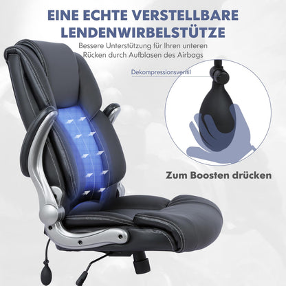 COLAMY Leder Bürostuhl Hohe Rückenlehne Drehstuhl - Schwarz