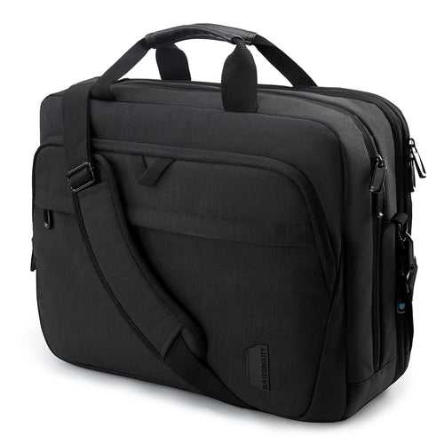 bagsmart Laptoptasche 17,3 Zoll, erweiterbare Aktentasche, schwarz, mit gepolstertem Schultergurt und Tragegriffen