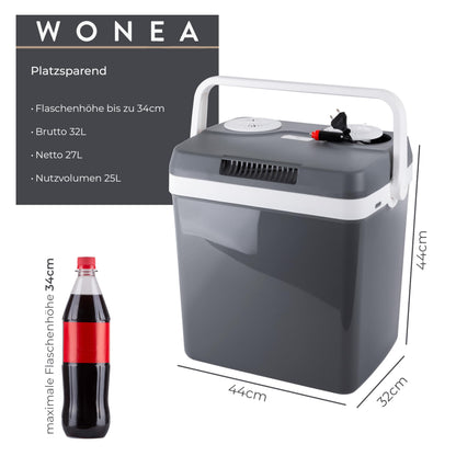 WONEA Thermoelektrische Kühlbox 32 Liter, 12V/230V, kühlt und wärmt