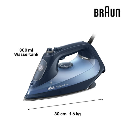 Braun TexStyle 7 Pro Dampfbügeleisen SI 7160 BL, 3000 W, Blau