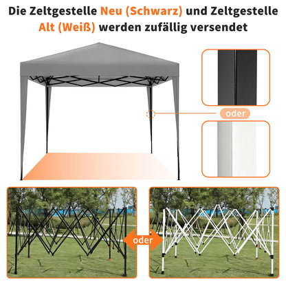 ISE Faltpavillon 3x3 m mit 4 Seitenwänden, UV-Schutz 50+, Grau