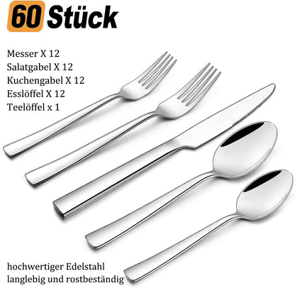 Terlulu Besteckset 60-teilig aus Edelstahl für 12 Personen