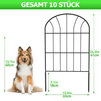 SARSTRY Metall-Gartenzaun Steckzaun Set 10 Paneele 3,3 m 60 cm