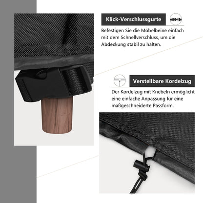 Dokon Gartenmöbel Abdeckung wasserdicht 200x200x90 cm schwarz