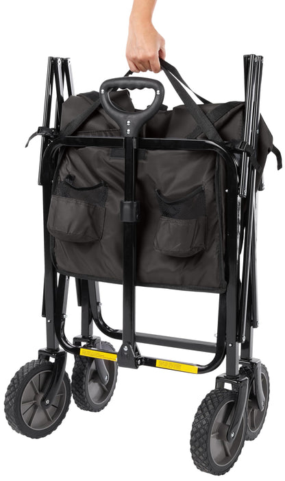Amazon Basics Faltbarer Bollerwagen Garten mit Abdeckung Schwarz