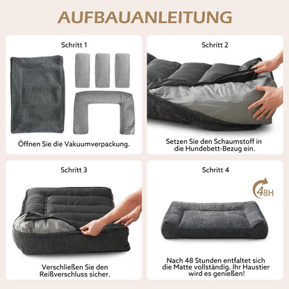 JOEJOY Orthopädisches Hundebett für grosse Hunde, 107x76x24 cm