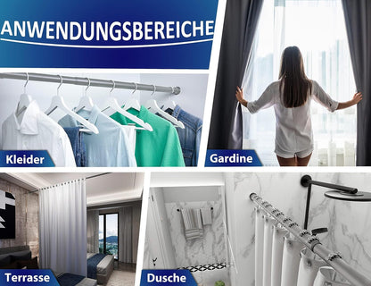MEISENBERG Vorhangstange ohne Bohren, Teleskopstange 310-360 cm, Grau