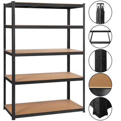Yaheetech Schwerlastregal Metall 180x120x60 cm, 5 Böden, Schwarz