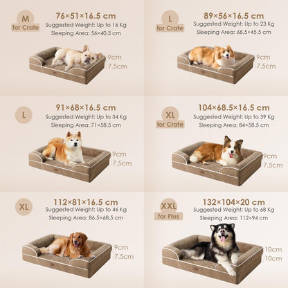 EHEYCIGA orthopädisches Hundebett grosse Hunde Memory Foam - Kamel