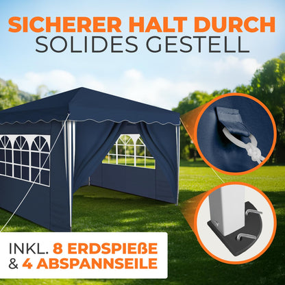 Kronenburg Faltpavillon 3x3 m, wasserdicht, UV-Schutz 50+, Blau