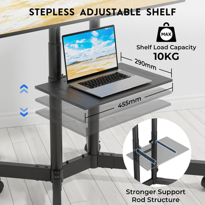 BONTEC TV Ständer rollbar, höhenverstellbar, für 32-85 Zoll bis 55 kg