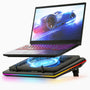 llano Gaming-Laptopkühler RGB Touch für 15-19 Zoll Notebooks. Schwarze Plattform mit sichtbaren RGB-Lüftern zum Kühlen von Gaming-Notebooks.