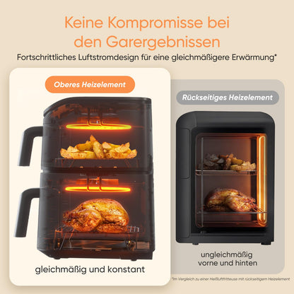 COSORI Airfryer Heissluftfritteuse 10,8 L, 2 Kammern, Silbergrau