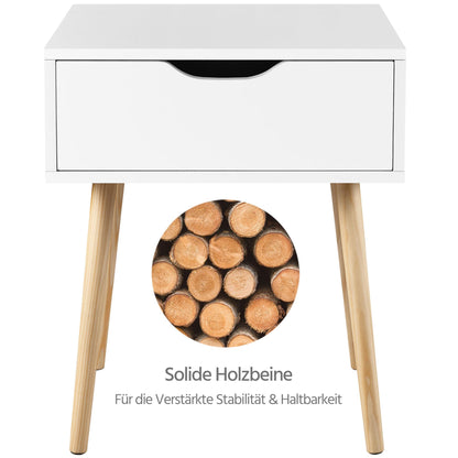 Yaheetech Nachttisch Skandinavisch mit Schublade – 2er-Set Weiss