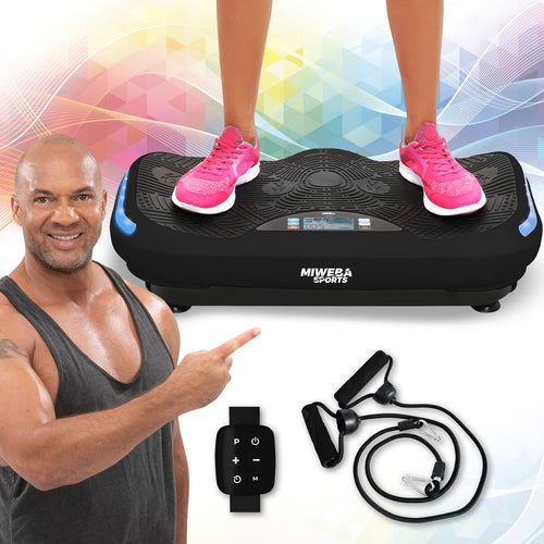 Miweba Sports Fitness 4D Wave Vibrationsplatte MV300 - Schwarz. Rechteckige, schwarze Vibrationsplatte für 4D-Ganzkörpertraining.