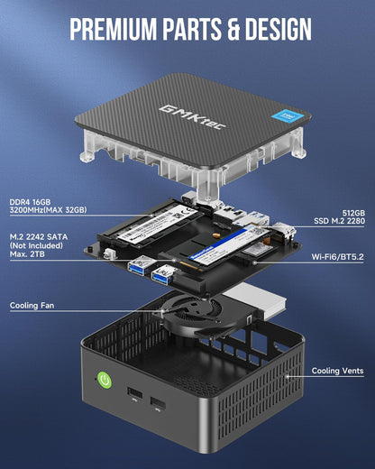 GMKtec G3 Plus N150 Intel Mini PC - 16GB RAM 512GB NVMe SSD