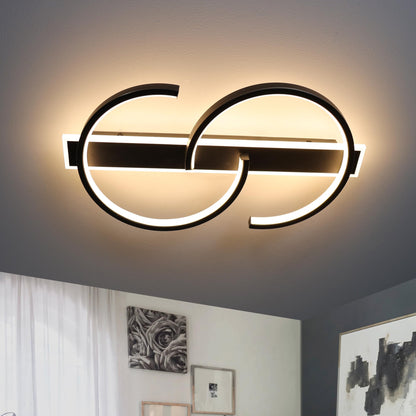 LUOLONG LED Deckenleuchte dimmbar, 2-Ring, 35 W, schwarz, 40 cm