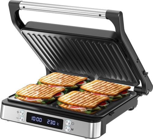 Olvy Sandwichmaker XXL, 3-in-1 Kontaktgrill mit Antihaftplatten und Cool-Touch-Griff