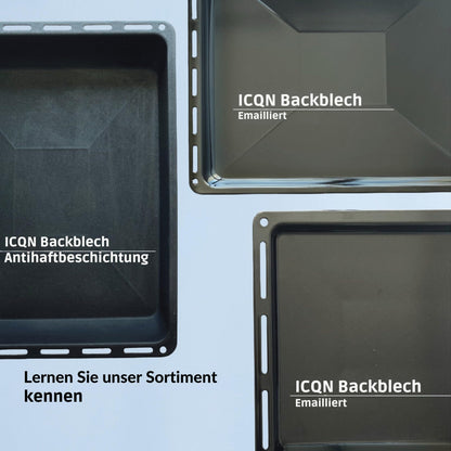 ICQN Backblech & Backofenrost Set emailliert, 422 x 375 mm, schwarz
