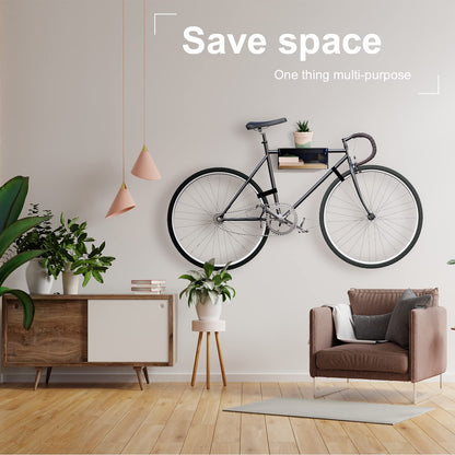 MOSHAY S-Rack Fahrradwandhalterung aus Aluminium und Holz