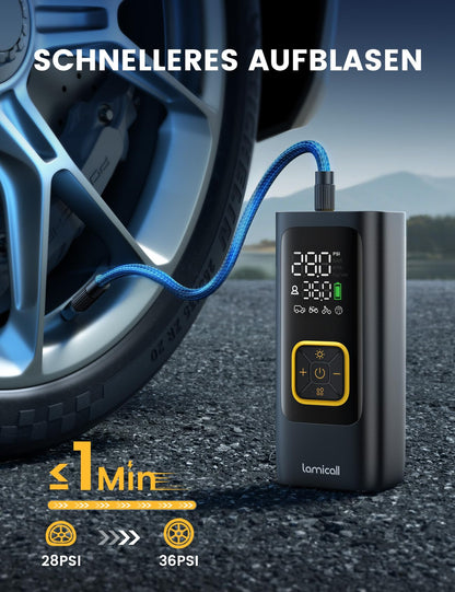 Lamicall Elektrische Luftpumpe Akku, 150 PSI Mini Kompressor