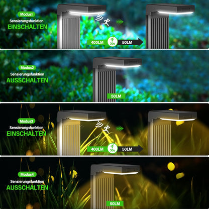iseeway LED-Solarleuchten für Aussen, 6er-Set, Bewegungsmelder, IP65