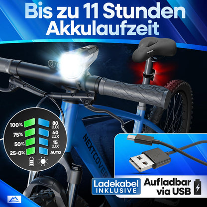 NEXTCOVER Fahrradlicht Set mit LightSense Sensor, LED vorne & hinten