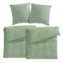 Pure Label Musselin Bettwäsche Set 4-teilig - 135x200 Grün. Grüner Musselin-Bettbezug und Kopfkissenbezüge für Einzelbetten, für erholsamen Schlaf.