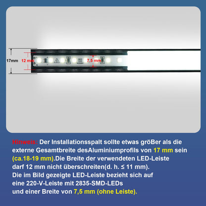 Molfanco LED Aluminium Profil 12 x 1 m, schwarz, mit Abdeckung