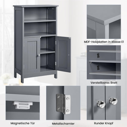 Yaheetech Badschrank mit Doppeltür & Ablagefächern - Dunkelgrau