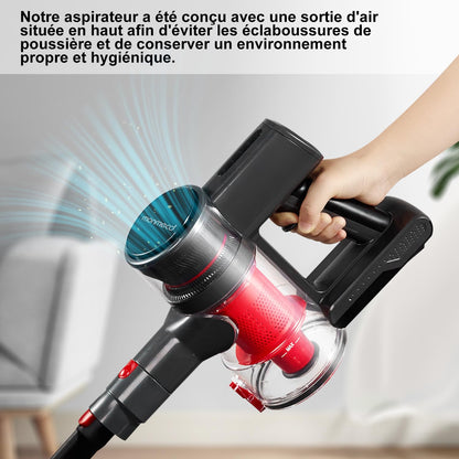 monmecd Akku-Staubsauger C702 4-in-1 kabellos mit LED-Düse, rot