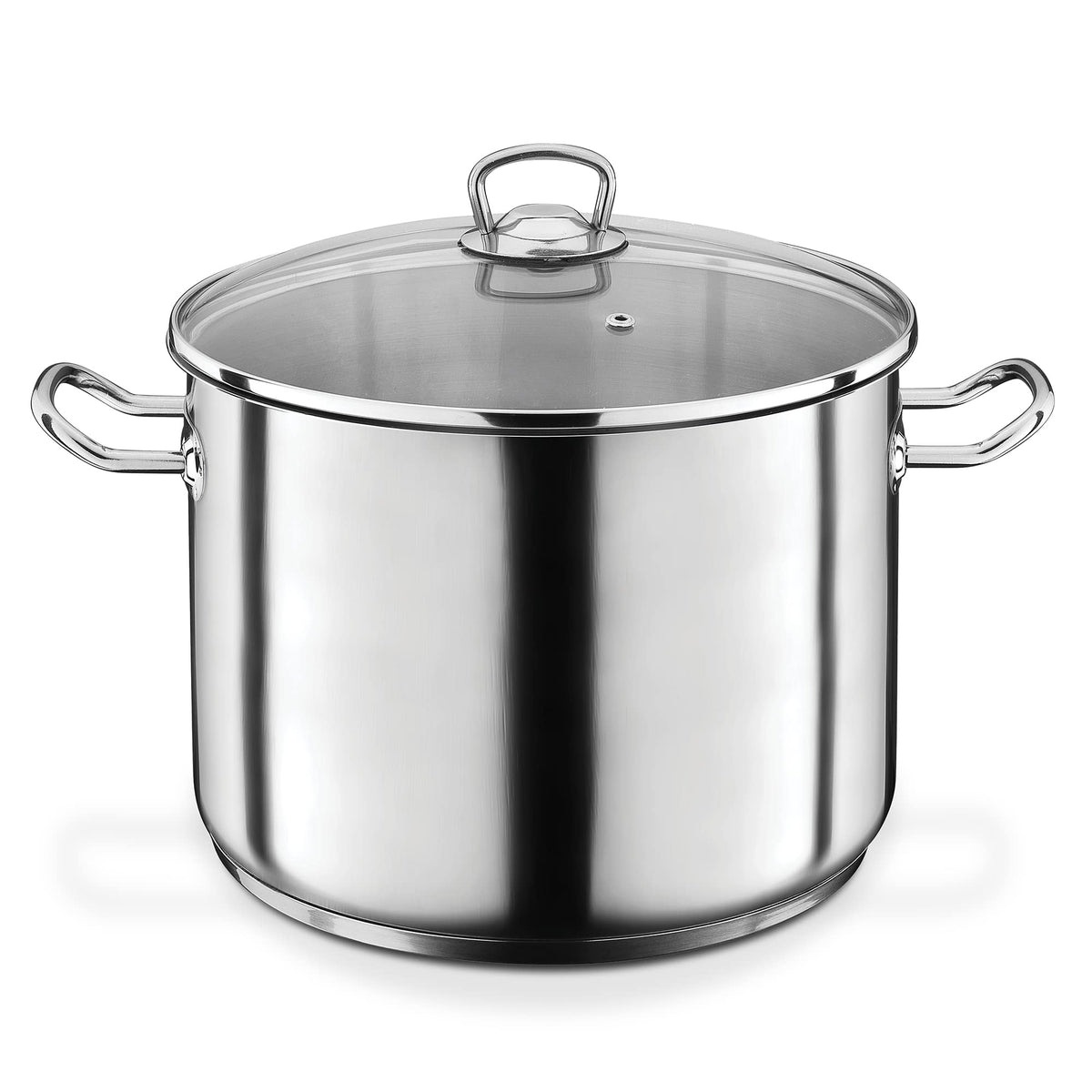 GSW Profi-Jumbotopf Edelstahl Kochtopf mit Glasdeckel, 28 cm, 12 Liter, silber
