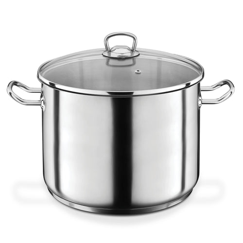 GSW Profi-Jumbotopf Edelstahl Kochtopf mit Glasdeckel, 28 cm, 12 Liter, silber