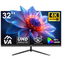 Gawfolk 32 Zoll 4K UHD PC Gaming Monitor – Schwarz. Rechteckiger, schwarzer Bildschirm mit schlankem Rahmen für scharfe 4K-Gaming-Darstellung.