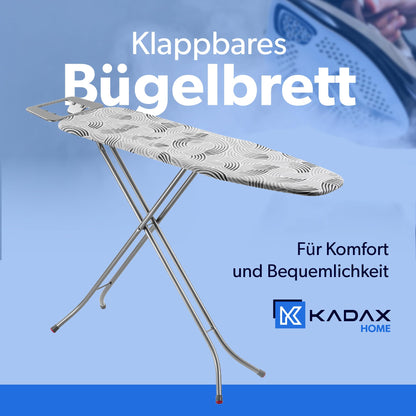 KADAX Bügelbrett klappbar mit Bügeleisenablage, 114 x 34 cm, Grau