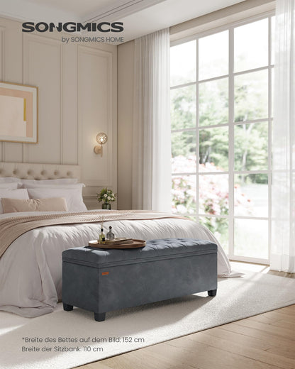 SONGMICS Sitzbank mit Stauraum LSF089G01 - schiefergrau 110 cm