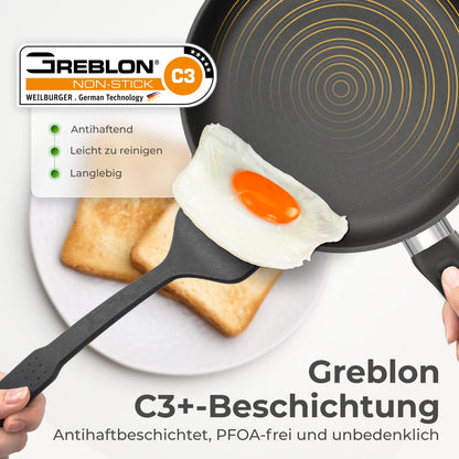 KLAMER Bratpfanne 28 cm, Edelstahl, induktionsgeeignet & backofenfest