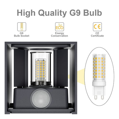Klighten 4er LED Wandleuchte Bewegungsmelder Innen/Aussen - Anthrazit (G9)