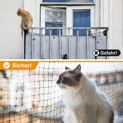 Aystkniet Katzennetz für Balkon 6 x 3 m, drahtverstärkt, UV-beständig