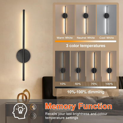 Ketom LED Wandleuchte Innen 2er-Set mit Fernbedienung, schwarz