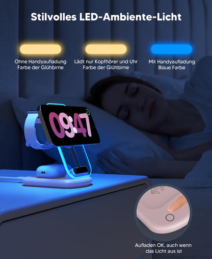 Mukiya 3-in-1 MagSafe Ladestation für iPhone, Apple Watch, AirPods