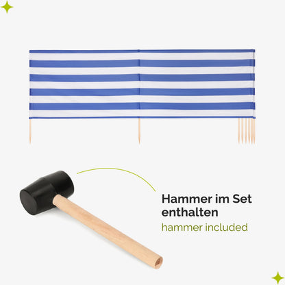 Garronda Strand Windschutz Sichtschutz 10 m mit Gummihammer