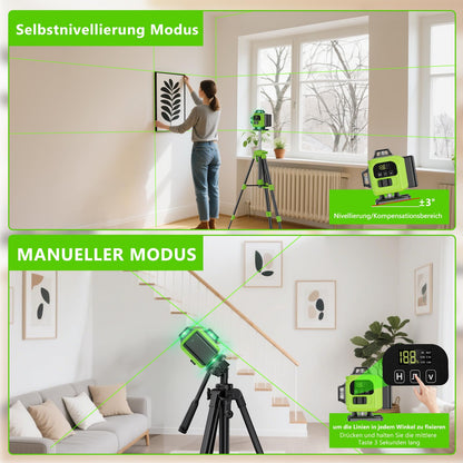 Tdyon Kreuzlinienlaser GA-13 grün 16 Linien 4x360° selbstnivellierend