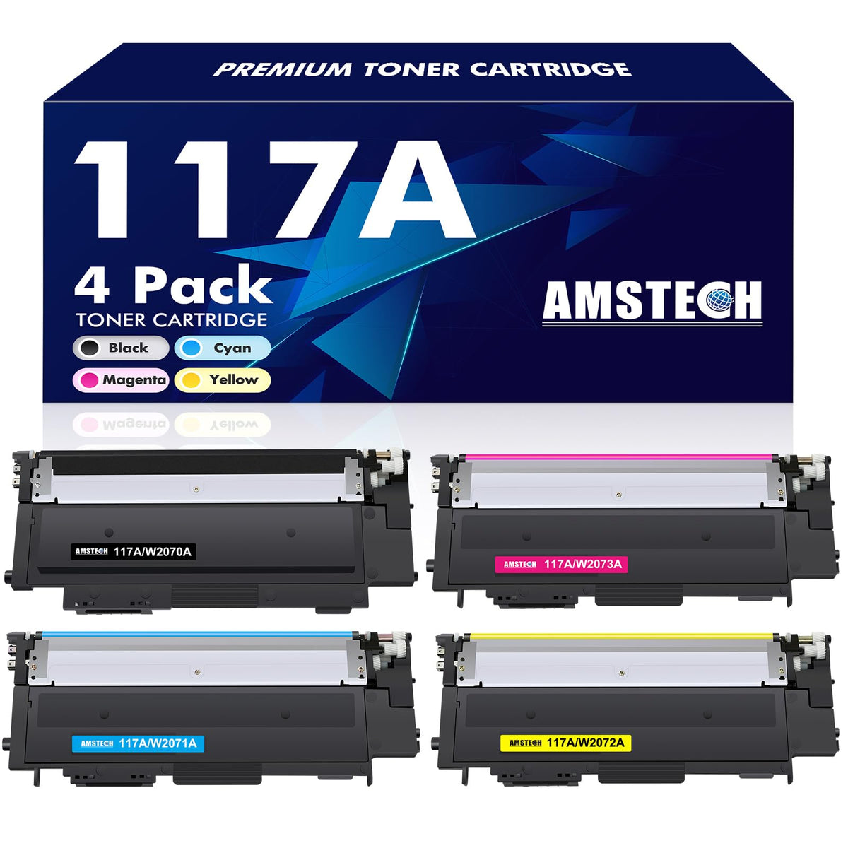 Amstech 117A Toner Set kompatibel für HP Color Laser MFP, 4er-Pack – Kartuschen in Schwarz, Cyan, Gelb und Magenta